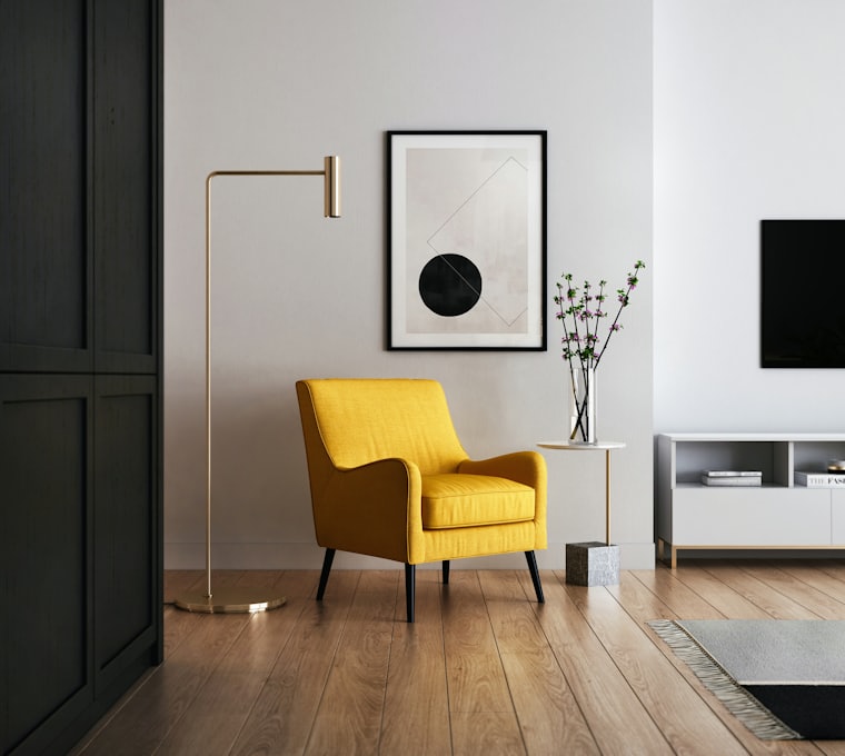 Sala com móveis disponíveis